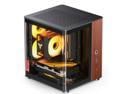 JONSBO TK-0 Separated Cabinet ITX Case Mini Tower,270° Dual-Curved Glass, Al/Solid Walnut Wood, Compact Desktop Case SP GPU 230mm,Separate Air Intake for PSU, Multi Vents Cooling,4 Fan Position,Black