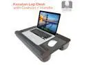 Kavalan Lap Desk Portable Laptop Desk with Pillow Cushion & Handle Ergonomic Wrist Pad Oak Finish Designed with Tablet & Phone & Gadget Slot Right & Left Handed Mousepad Fit 17.3 inch Laptop
