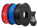 3 Packs of 1.75 mm Consumables for PLA 3D Printers for 3D Printers, Dimensional Accuracy +/- 0.03 mm, 1KG Spool(2.2lbs) x3, (Black + blue + red-3 pieces)