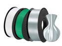 3 Packs of 1.75 mm Consumables for PLA 3D Printers for 3D Printers, Dimensional Accuracy +/- 0.03 mm, 2 KG Spools,(Silver + Green + White-3 pieces)