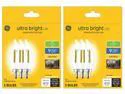 (6 bulbs) GE ultra bright LED 75-Watt equivalent, Soft White Chandelier Light Bulb, Candelabra Base, Dimmable, 7.5 watt, 810 lumen LED ultrabright, bent tip, clear Decorative bulb