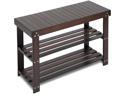 Bamboo Shoe Rack Bench, 3-Tier Sturdy Shoe Organizer, Storage Shoe Shelf, Holds up to 220 LBS for Entryway Bedroom Living Room Balcony