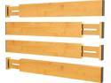 Long Drawer Dividers Organizers Bamboo Expandable Separators Organization Adjustable for Kitchen Bedroom Bathroom Office 4 Pack (17.5 to 22 inch)