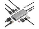 SSK 11 in 1 USB C HUB, Triple Displays Laptop Docking Station, Type C Multiport Adapter with 2(Dual) HDMI 4K,VGA,PD3.0,SD/TF Card Reader,RJ45 etc. for MacBook/Pro/Air/iMac/XPS and More Type C Device