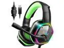 EKSA Gaming Headset with 7.1 Surround Sound Stereo, PS4 USB Headphones with Noise Canceling Mic & RGB Light, Compatible with PC, PS4, Laptop (Green)