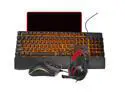 Ludus Dominum All-in-One PC Gaming Set,LED Backlit 104 Keys Keyboard USB Wired 7200DPI Mouse 50mm Speaker Driver Stereo Headphone Mousepad Combo (Black)