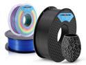 3 Pack PLA 3D Printer Filament 1.75mm, PLA Filament Bundl, Dimensional Accuracy +/- 0.02mm, 1kg Spool(2.2lbs) x 3, Fit Most FDM Printer(black+blue+rainbow - 3 Pack)