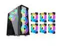 Black computer gaming case includes 6 120mm fans, water cooling system gaming case, USB 3.0 tempered glass case
