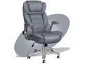 Ninecer Big and Tall Office Chair 400lb Wide Seat, High Back Leather Executive Office Chair with Flip-up Arms, Ergonomic Computer Desk Chairs for Home Office, Gray/Blue