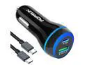 USB C Car Charger, 51W Total PD PPS Rapid Charging Adapter [27W Super Fast Charging] for Samsung Galaxy Note 20/S20/Ultra/10/Plus/S10, MacBook, Laptop, iPhone 12/11/Pro/Max/Mini w/ 3A Type C Cable