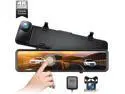 TOGUARD 4K Mirror Dash Cam GPS Full Touch Screen 12" Voice Control Dash Camera Waterproof Reverse Rear View Camera Night Vision Parking Assistant Support Max 128G