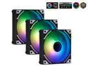 SAMA YE1203 PWM ARGB PC Case Fan 120mm Black, 3 in 1 High Airflow Low Noise Computer Cooling Fans, RGB Intelligent Control Uni Fan