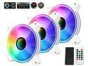 SAMA 6CF120I ARGB 3 in 1 Fan Set 12mm Infinite Mirror Addressable PC Cooling Fan with ARGB Fan Hub and Remote Controller White