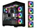 SAMA SV01 Mid Tower ATX Gaming PC Computer Case Black, 4 Addressable RGB Fans Pre-Installed, Tempered Glass Side Panel, Back Plug Motherboard Design