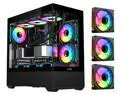 SAMA SV02 ATX Computer Gaming PC Case Mid Tower Black with 3 ARGB Fans Pre-Installed, Tempered Glass Transparent Side Panel,BTF Back Plug Motherboard Design