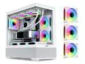 SAMA SV02 Dual USB3.0 and Type C Tempered Glass ATX Mid Tower Gaming PC Computer Case, 3 Addressable RGB Fans Pre-Installed, Support BTF Back Plug Motherboard