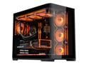 SAMA 2851 ATX Mid-Tower PC Gaming Case, High-Airflow, Sturdy Curved Tempered Glass Front, 4 ARGB PWM Fan Pre-installed with Fan Hub, Black