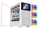 SAMA V-play ATX Mid Tower High-end Gaming Computer PC Case With 8-inch LCD Display, Tempered Glass Side Panels, Supports Multiple Cooling Configurations White