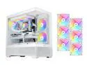 SAMA V40 White ATX Mid Tower PC Case, 6 Pre-Installed 120mm ARGB PWM Fans, Dual Tempered Glass Panels, Vertical Airflow Design, Gaming Computer Case for ATX/Micro-ATX/ITX Motherboard