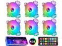 LISM 6 PCS PC Case Cooler Fan, 120mm Fan RGB Fan Quiet, with Remote Control, Cooler Interface Cooler Cooling Computer Fan