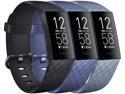 Pack 3 Silicone Bands for Fitbit Charge 4 / Fitbit Charge 3 / Charge 3 SE Replacement Wristbands for Women Men Small Large(Without Tracker) (Small: for 5.5 -7.1  Wrists, Black+Navy Blue+Slate Grey)