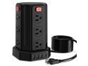 Surge Protector 12-Outlets 4 USB Ports Power Strip Tower Charger with 10ft Cord, Black