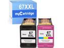 myCartridge 67XL Ink Cartridges Replacement for 67 Ink Cartridges to Envy 6055 6052 6058 6075 DeskJet 2755 2752 1255 Envy Pro 6455 6452 6458 Printer (Black and Color, 2-Pack)
