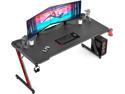 Homall 63 Inch Ergonomic Gaming Desk Z-shaped Racing Style PC Computer Desk Home Office Computer Table Gamer Workstation with Carbon Fiber Surface, Cup Holder and Headset Hook (Black)