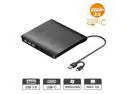 BONAEVER External CD/DVD Drive for Laptop USB-C & USB 3.0 CD/DVD ROM Drive Reader Writer Burner Compatible with Laptop PC MacBook Mac Windows 10/8/7 Linux OS Apple