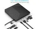 SURF CUZ  External CD DVD Drive, Ultra Slim CD Burner USB 3.0 with 4 USB Ports and 2 TF/SD Card Slots, Optical Disk Drive for Laptop Mac, PC Windows 11/10/8/7 Linux OS
