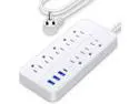Power Strip Surge Protector,8 Outlets & 3 USB Ports & 1 USB-C Port, 1700 Joules Wall Mount Desk Power Strip, 4 Ft Power Cord Angled Flat Plug, Spaced Outlets & ETL Listed Power Outlet for Home Office