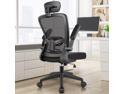 Ergonomic Office Chair with Lumbar Support and Flip-up Arms (Black) - Ideal for Office Environments