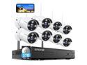 [5MP HD,Audio] SMONET WiFi Security Camera System,3TB Hard Drive,8CH Home Surveillance NVR Kit,8 Packs Outdoor Indoor IP Cameras Set,IP66 Waterproof,Free Phone APP,Night Vision,24/7 Video Recording