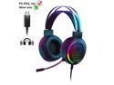 Zhhcyyds Gaming Headset with 7.1 Surround Sound,PC Headset with Noise Canceling Mic,Bass Surround,Soft Memory Earmuffs,Rainbow LED Backlit,Compatible with PC,PS4,Xbox One Controller