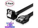 AUBEAMTO SATA Cable III 5 Pack 6Gbps 7pin Female to 90 Degree Right-Angle Data Cable with Locking Latch Compatible for SATA SSD, HDD, CD Driver, CD Writer, 20 Inch Black