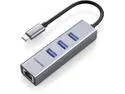 LENTION USB C Hub Ethernet Adapter, 3 USB 3.0 Ports, RJ45 Network Connector for 2023-2016 MacBook Pro, New Mac Air/iPad Pro, Chromebook, More, Stable Driver Certified (CB-C23s, Space Gray)