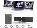 Hyangin S8 PRO 14" Triple Monitor Laptop Screen Extender  1080P IPS Display, Ultra-Slim 1.02kg Portable Monitor, USB-C ×3 with PD 100W, Foldable Stand, for Laptop/Phone/Travel/Workstation