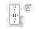 DEPOW Wall Charger 6 AC Outlet Extender with 4 USB Charging Ports(2 USB C), 3-Sided Power Strip Multi Plug Wall Outlet Splitter Adapter Spaced for Home Office Dorm, White