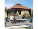 Outdoor 11x 11Ft Pop Up Gazebo Canopy With Removable Zipper Netting,2-Tier Soft Top Event Tent,Suitable For Patio Backyard Garden Camping Area with 4