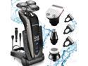 Electric Shaver Razor for Men Rechargeable 100% Waterproof Rotary for Shaving with Nose Trimmer Sideburns Trimmer Face Cleaning Brush