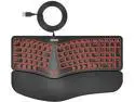 Arteck Ergonomic USB Wired Keyboard with Cushioned Wrist & Palm Rest, Backlit 7 Colors & Adjustable Brightness Comfortable Natural Split Keyboard with 6 Feet Wire for Windows Computer Desktop Laptop
