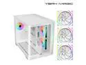 YEAH MAGIC Biforst Mid-Tower PC Gaming Case, High-Airflow,ARGB light strip, Sturdy One-piece curved curved glass,With 3 RGB fans,Gaming Computer Case for Micro-ATX/ITX Motherboard, White