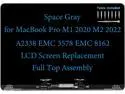 13" Screen Replacement for MacBook Pro M1 2020 M2 2022 A2338 EMC 3578 EMC 8162 Display Full LCD Screen Complete Full Top Assembly Kit (Space Gray)
