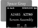 A2485 Screen Replacement for MacBook Pro 16" M1 2021 A2485 A2780 EMC 3651 661-21968 661-21969 LCD Screen Display Assembly (Space Gray)