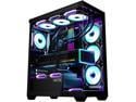 YAWYORE Carnival 360A,ATX Mid-Tower Gaming PC case,Compatible Micro ATX,Mini ITX,Pre-installed 4 ARGB cool fans,High-Airflow,Support 360 water cooling,270 ° sea view room chassis(black)