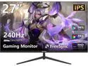 Raywego 27inch Gaming Computer Monitor IPS 240Hz FHD(1920×1080P), 99% sRGB,1ms Response Time, 400cd/m²,AMD Freesync, Crosshair & Eye-Care Tech,Low Blue Light,HDMI 2.0,DP 1.4,Supports Wall-Mounted
