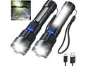 2PCS LED Flashlights High Lumens Rechargeable Tactical Flashlight Battery Powered with 7 Light Modes Cob Side Light USB C Waterproof Zoomable Powerful Handheld Flash Lights 2PCS LED Flashlights High Lumens Rechargeable Tactical Flashlight Battery Powered with 7 Light Modes Cob Side Light USB C Waterproof Zoomable Powerful Handheld Flash Lights