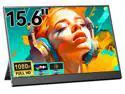 15.6" Ultra-Slim Portable Monitor, 1080P FHD IPS 100% sRGB Second Screen, USB-C HDMI Plug & Play, Built-in Kickstand & Dual Speakers, Travel Monitor for Laptop/Mac/Switch/Xbox
