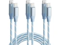 Core Tech USB-C to Lightning Cable 3-Pack, 6 ft Each, MFi Certified, Nylon Braided, PD Fast Charging, Blue and White Core Tech USB-C to Lightning Cable 3-Pack, 6 ft Each, MFi Certified, Nylon Braided, PD Fast Charging, Blue and White