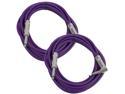 Seismic Audio - SAGC10R - 10 Foot (2 Pack) TS 1/4" to 1/4" Right Angle TS Guitar Cables Purple